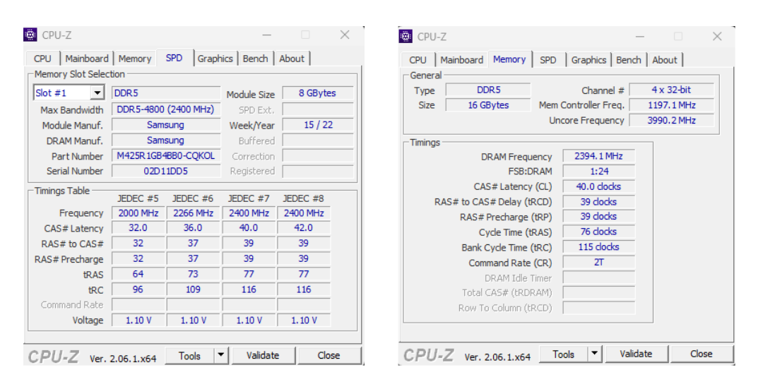 CPUZ Laptop RAM Test